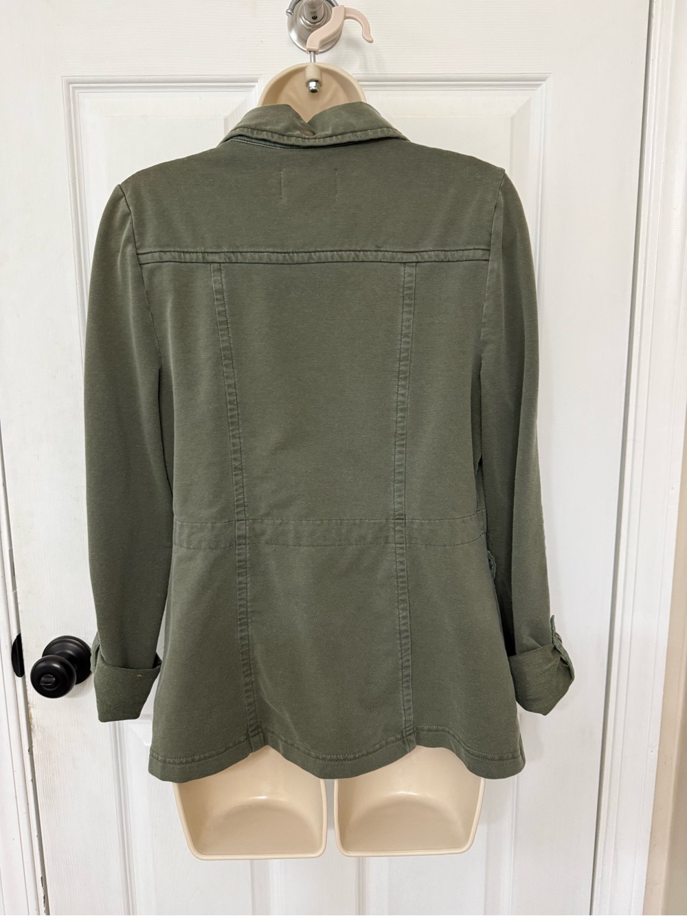 Saturday Sunday Anthropologie Olive Green Utility Jacket Cargo Drawstring Medium - Picture 3 of 15